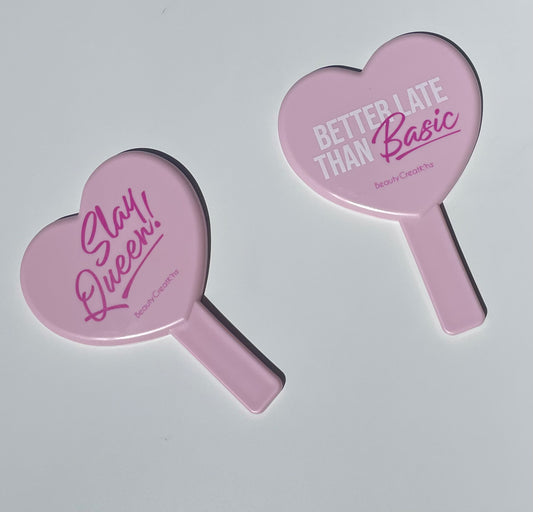 PINK HEART SHAPED MIRROR